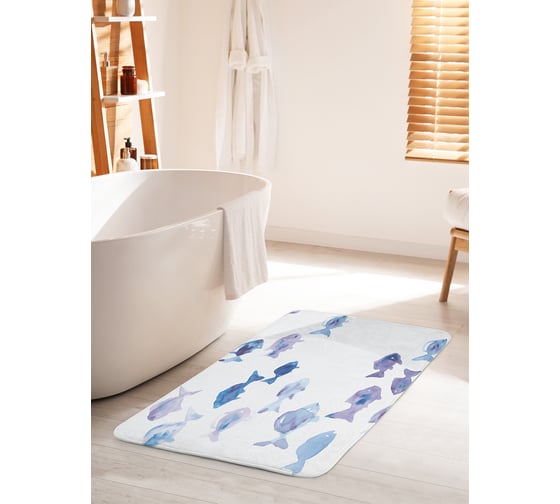 Изображение товара Коврик для ванной комнаты и туалета противоскользящий JOYARTY "Стая рыб" 60х100 см bath_32320_60x100