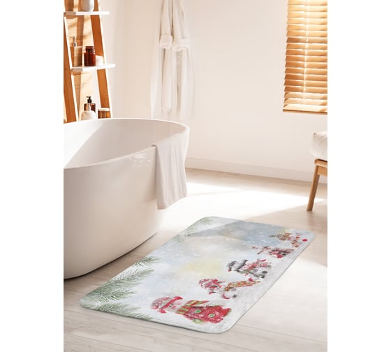 Изображение товара Коврик для ванной комнаты и туалета противоскользящий JOYARTY "Зимние празднования" 60х100 см bath_21492_60x100