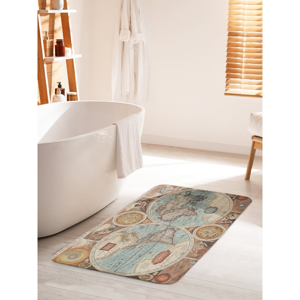 Изображение товара Коврик для ванной комнаты JOYARTY Круглая карта мира 60х100 см
