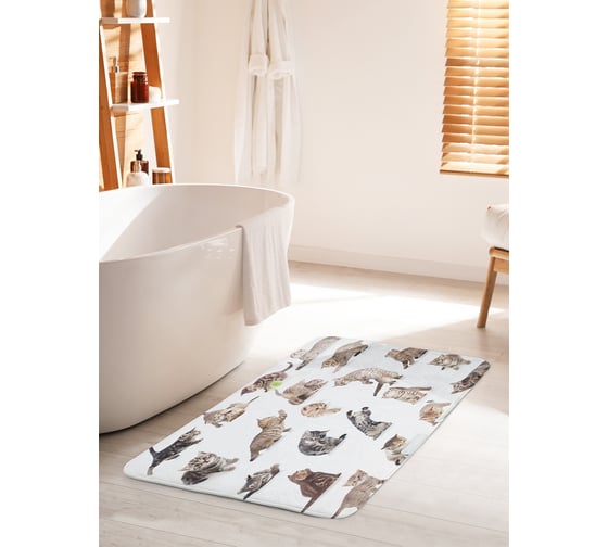 Изображение товара Коврик для ванной комнаты и туалета противоскользящий JOYARTY "Кошачьи игры" 60х100 см bath_15555_60x100