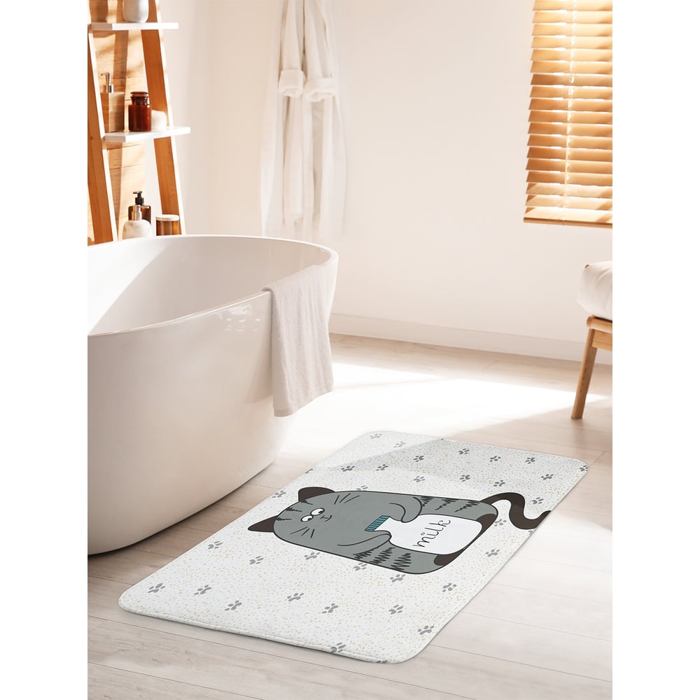 Изображение товара Коврик для ванной комнаты и туалета противоскользящий JOYARTY 60х100 см кот с молоком