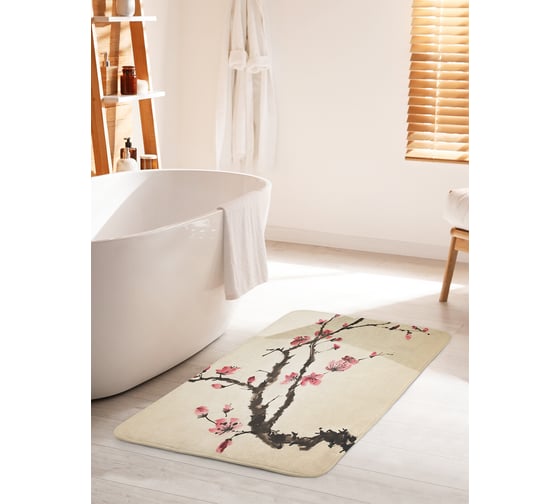 Изображение товара Коврик для ванной комнаты и туалета противоскользящий JOYARTY "Цветение сакуры на закате" 60х100 см bath_18309_60x100