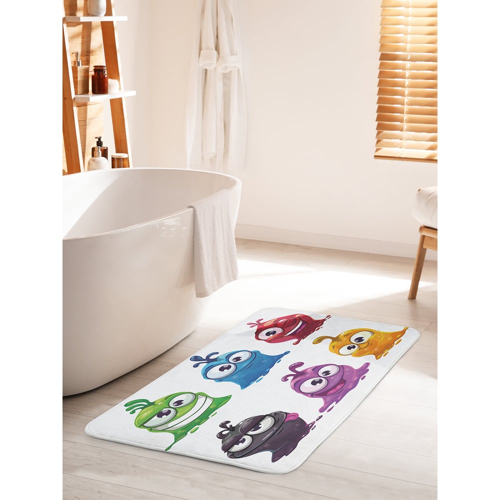 Изображение товара Коврик для ванной комнаты и туалета противоскользящий JOYARTY "Желейные монстры" 60х100 см bath_18513_60x100