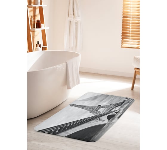 Изображение товара Коврик для ванной комнаты и туалета противоскользящий JOYARTY "За мостом слава Парижа" 60х100 см bath_16218_60x100