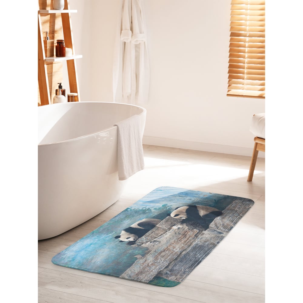 Изображение товара Коврик для ванной комнаты и туалета противоскользящий JOYARTY "Ленивые панды" 60х100 см bath_17649_60x100