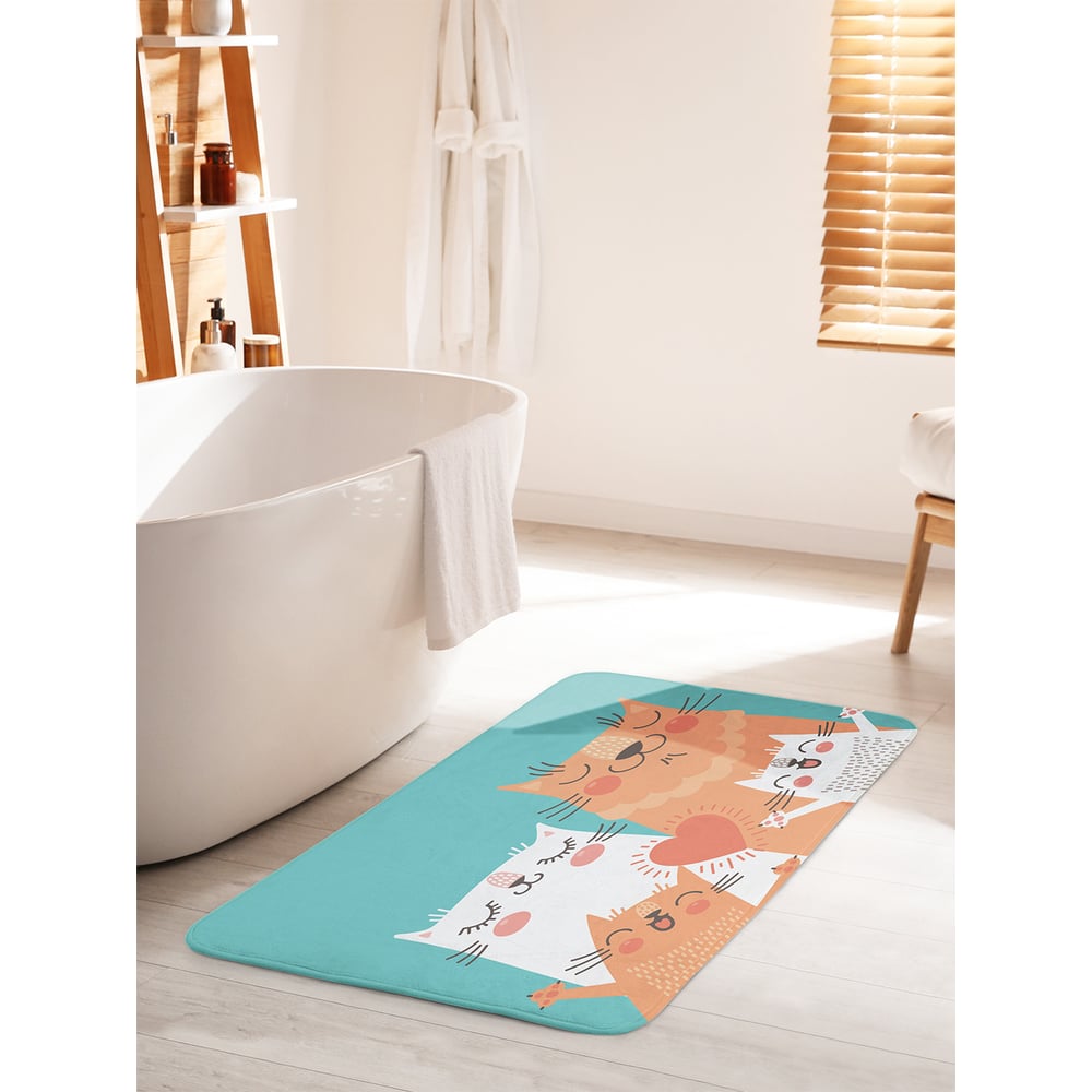 Изображение товара Коврик для ванной комнаты противоскользящий JOYARTY 60х100 см веселая кошачья семья