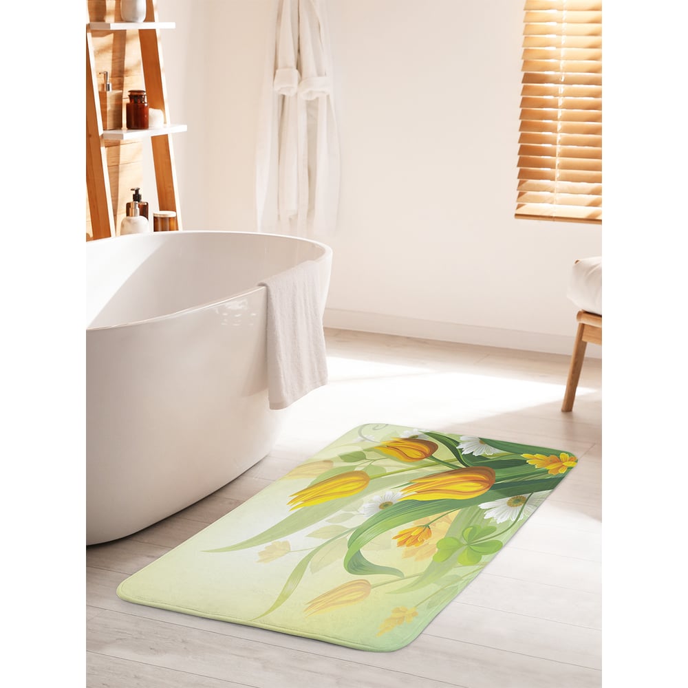 Изображение товара Коврик для ванной комнаты и туалета противоскользящий JOYARTY Весенние тюльпаны 60х100 см