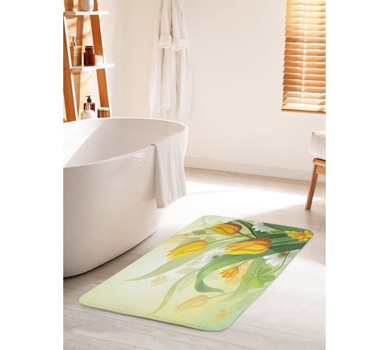 Изображение товара Коврик для ванной комнаты и туалета противоскользящий JOYARTY "Весенние тюльпаны" 60х100 см bath_17759_60x100