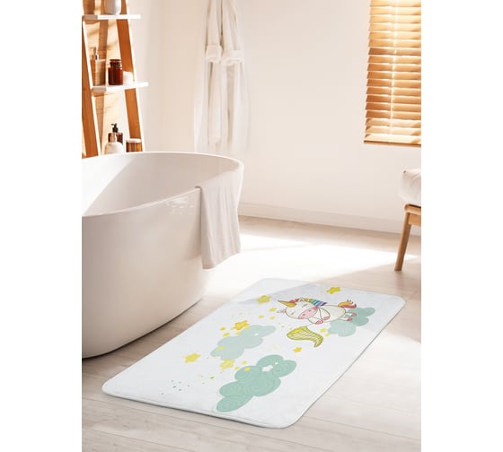 Изображение товара Коврик для ванной комнаты и туалета противоскользящий JOYARTY "Единорог ловит звезды" 60х100 см bath_19518_60x100