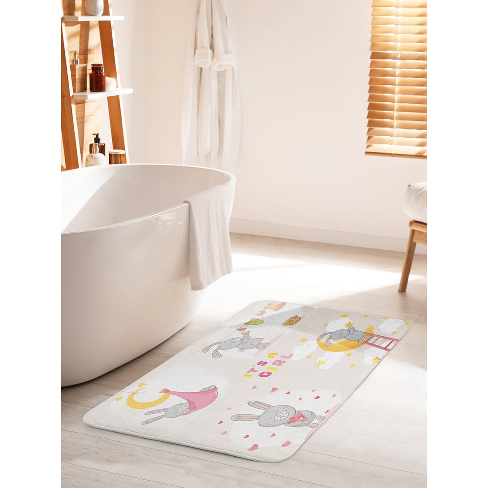 Изображение товара Коврик для ванной комнаты JOYARTY Зайка-девочка 60х100 см противоскользящий