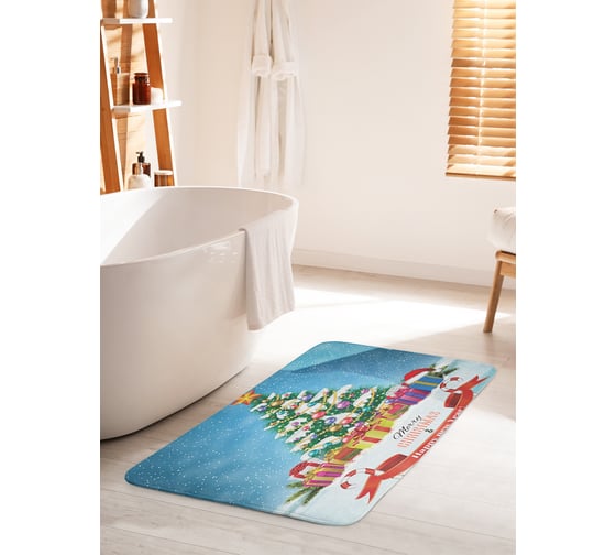 Изображение товара Коврик для ванной комнаты и туалета противоскользящий JOYARTY "Новогодний сюрприз" 60х100 см bath_20306_60x100