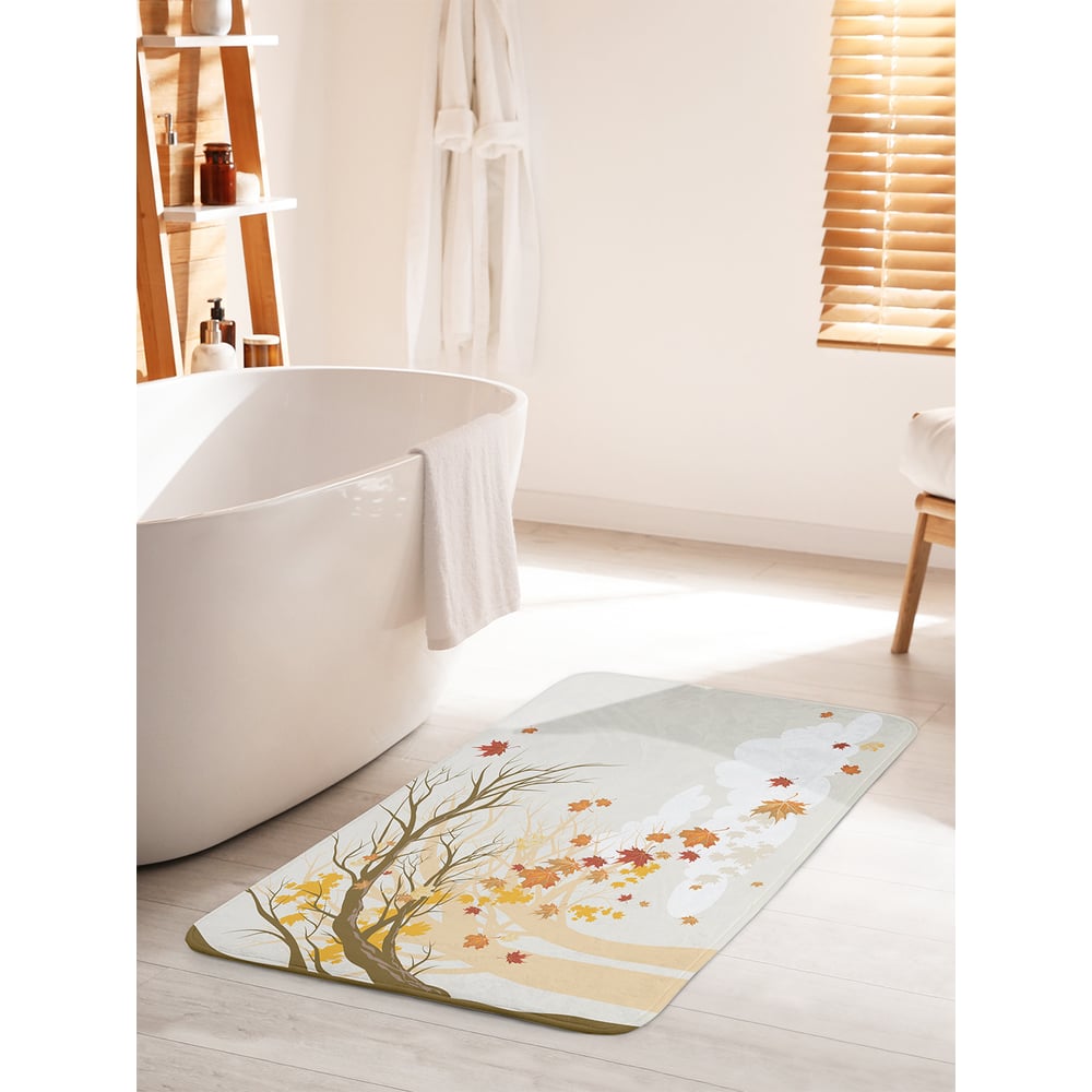Изображение товара Коврик для ванной комнаты и туалета противоскользящий JOYARTY "Прощание с листьями" 60х100 см bath_18838_60x100