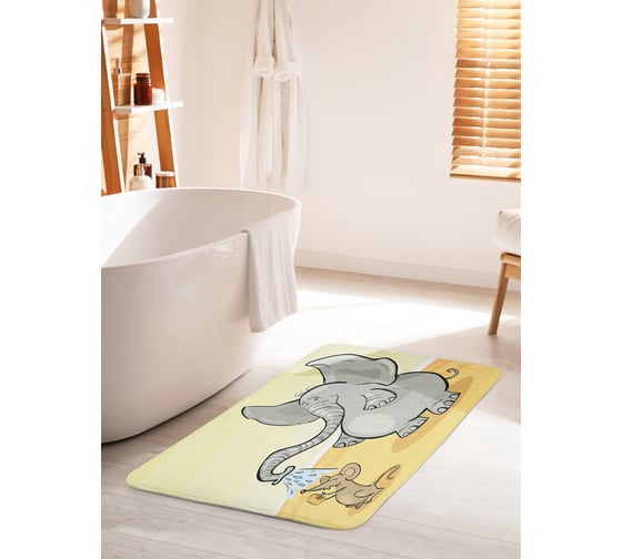 Изображение товара Коврик для ванной комнаты и туалета противоскользящий JOYARTY "Необычная дружба" 60х100 см bath_13705_60x100