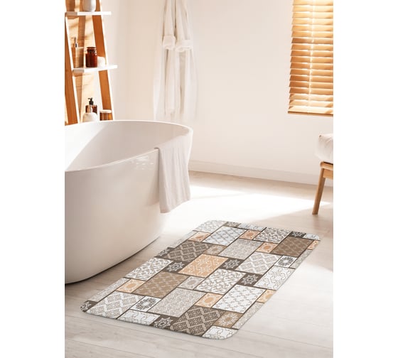 Изображение товара Коврик для ванной комнаты и туалета противоскользящий JOYARTY "Плиточный креатив" 60х100 см bath_15405_60x100