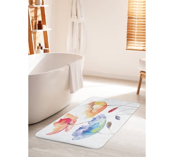 Изображение товара Коврик для ванной комнаты и туалета противоскользящий JOYARTY "Модельные цветы" 60х100 см bath_14553_60x100