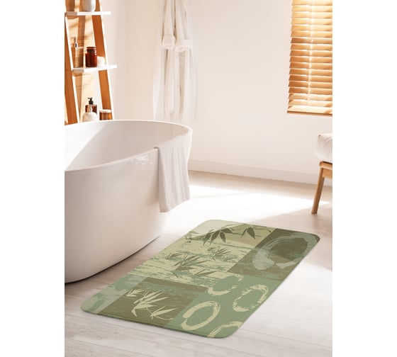 Изображение товара Коврик для ванной комнаты и туалета противоскользящий JOYARTY "Травянистые узоры" 60х100 см bath_15786_60x100