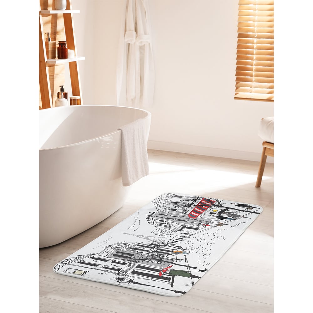 Изображение товара Коврик для ванной комнаты и туалета JOYARTY "Дождливый париж" 60х100 см антискользящий