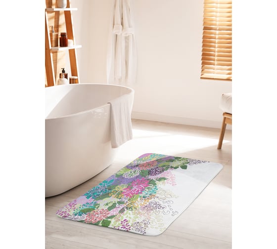 Изображение товара Коврик для ванной комнаты и туалета противоскользящий JOYARTY "Цветочное изобилие" 60х100 см bath_13635_60x100