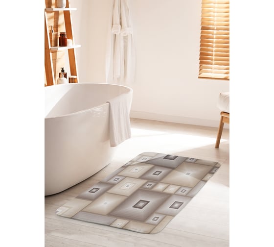 Изображение товара Коврик для ванной комнаты и туалета противоскользящий JOYARTY "Квадратный креатив" 60х100 см bath_14474_60x100