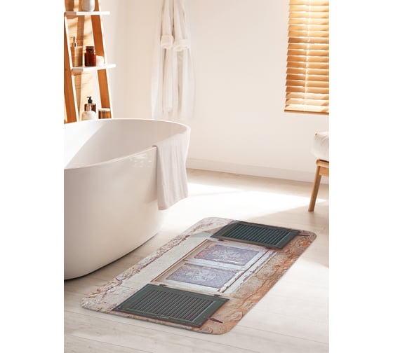 Изображение товара Коврик для ванной комнаты и туалета противоскользящий JOYARTY "Загляните в окошко" 60х100 см bath_14197_60x100