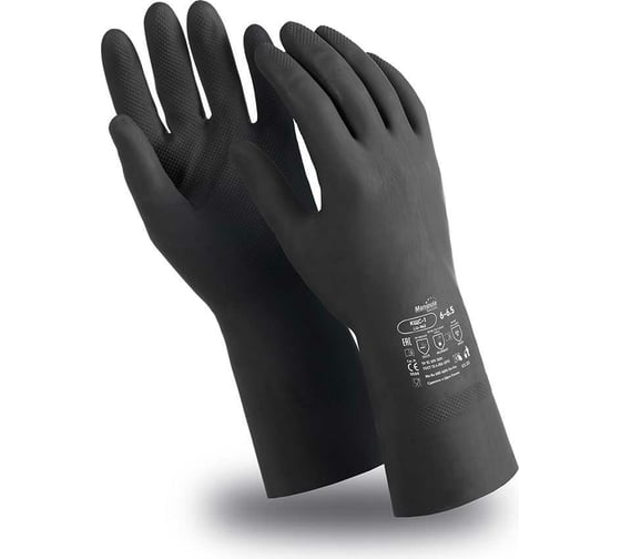 Изображение товара Перчатки Manipula Specialist КЩС-1 (CG-942), латекс, 0.50 мм, 300 мм, без подкладки, цвет черный (9-9.5), Пер 615/9