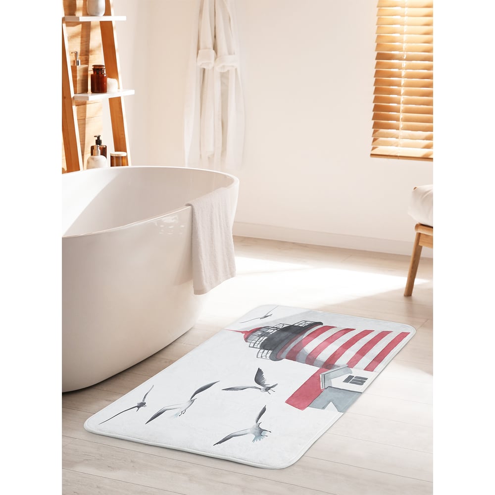 Изображение товара Коврик для ванной комнаты противоскользящий JOYARTY 60х100 см Чайки на маяке