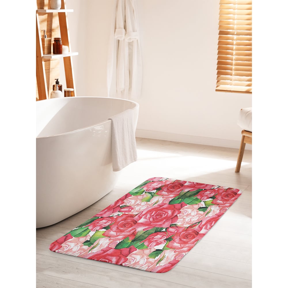 Изображение товара Противоскользящий коврик для ванной JOYARTY 60х100 см Кремовый Зеленый и Серый