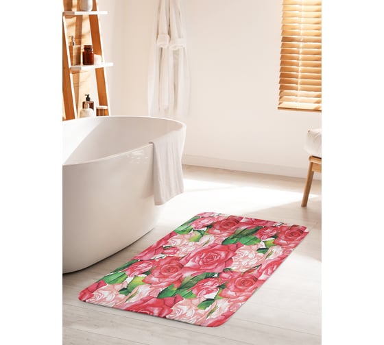 Изображение товара Коврик для ванной комнаты и туалета противоскользящий JOYARTY "Цветы согревают душу" 60х100 см bath_14768_60x100