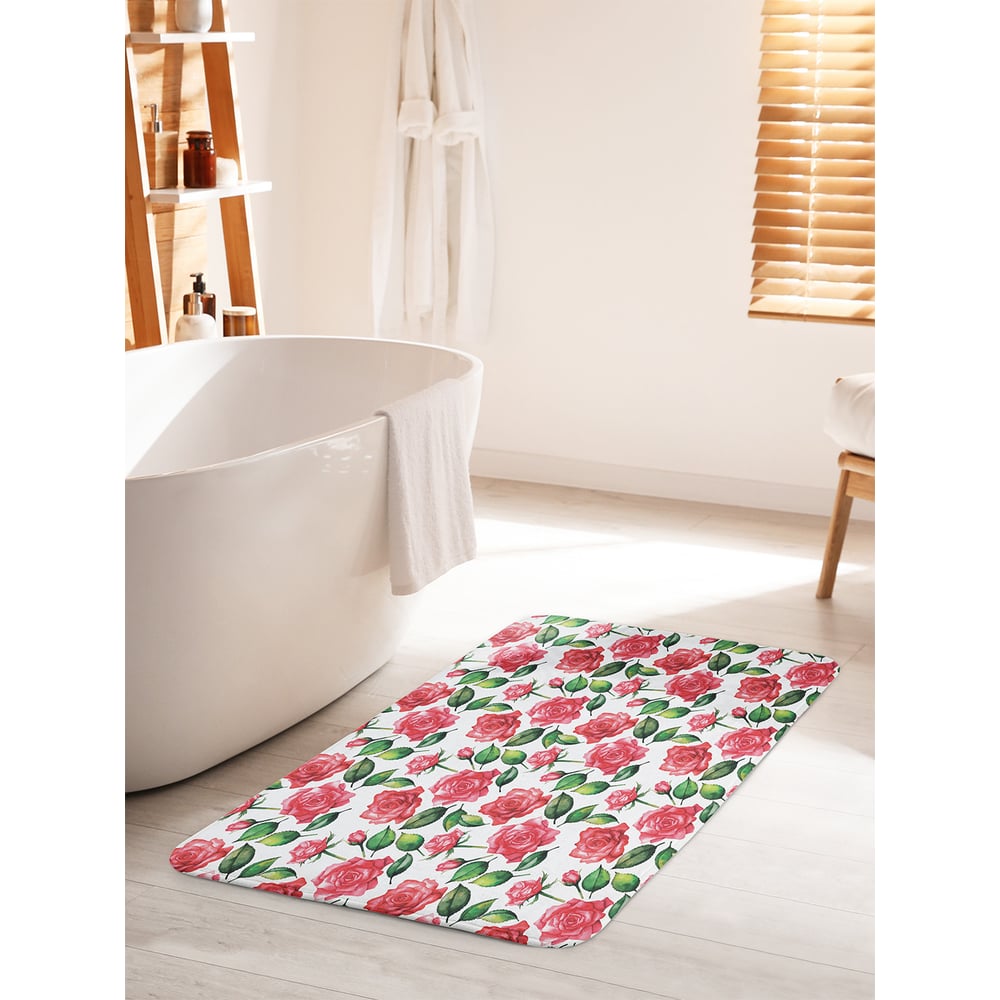 Изображение товара Коврик для ванной комнаты и туалета противоскользящий JOYARTY 60х100 см цветочные узоры
