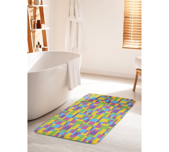 Изображение товара Коврик для ванной комнаты и туалета противоскользящий JOYARTY "Красочное лего" 60х100 см bath_17962_60x100