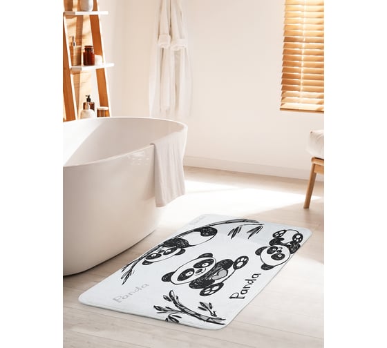Изображение товара Коврик для ванной комнаты и туалета противоскользящий JOYARTY "Любвеобильная панда" 60х100 см bath_18128_60x100