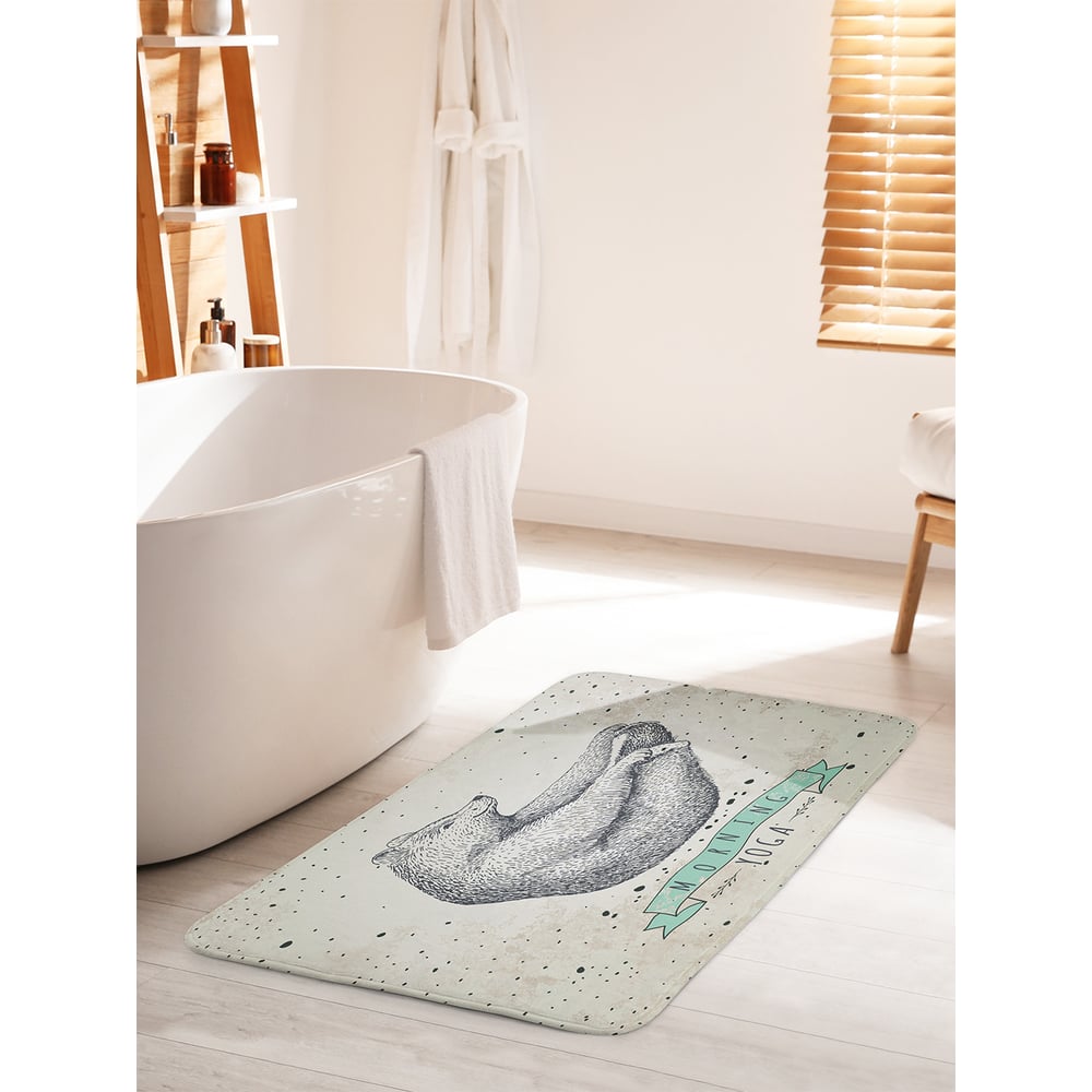 Изображение товара Противоскользящий коврик для ванной JOYARTY 60х100 см Утренняя йога с медведем