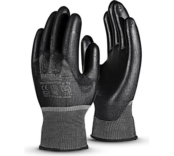 Изображение товара Перчатки Manipula Specialist МИКРОПОЛ (MG-161), нейлон, полиуретан, оверлок, цвет черный (9), Пер 612/9