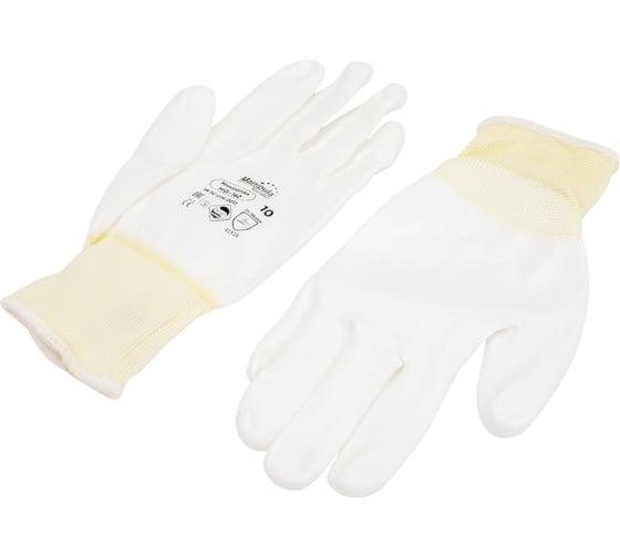 Изображение товара Перчатки Manipula Specialist МИКРОПОЛ (MG-162), нейлон, полиуретан, оверлок, цвет белый (10), Пер 611/10