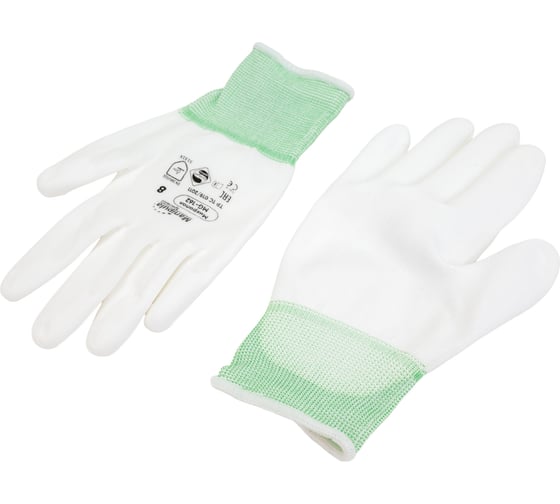 Изображение товара Перчатки Manipula Specialist МИКРОПОЛ (MG-162), нейлон, полиуретан, оверлок, цвет белый (8), Пер 611/8