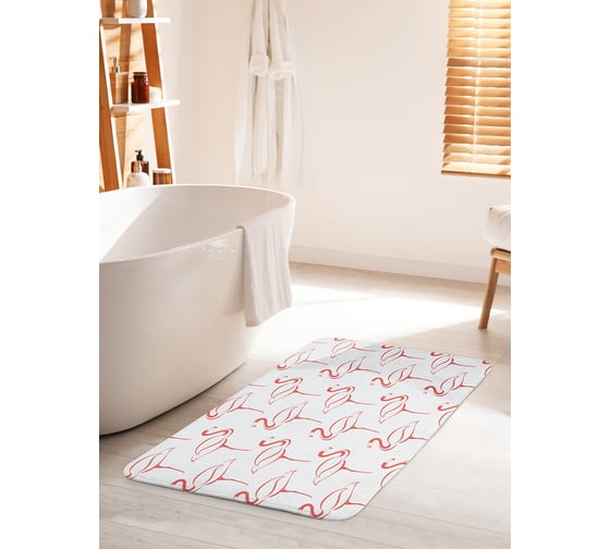 Изображение товара Коврик для ванной комнаты и туалета противоскользящий JOYARTY "Простые фламинго" 60х100 см bath_9451_60x100
