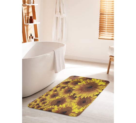 Изображение товара Коврик для ванной комнаты и туалета противоскользящий JOYARTY "Подсолнухи" 60х100 см bath_9855_60x100