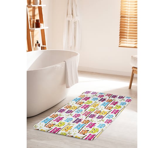 Изображение товара Коврик для ванной комнаты и туалета противоскользящий JOYARTY "Совиное представление" 60х100 см bath_10816_60x100