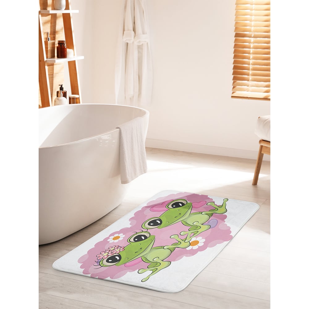 Изображение товара Коврик для ванной комнаты JOYARTY 60х100 см противоскользящий Друзья-лягушки