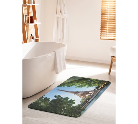 Изображение товара Коврик для ванной комнаты и туалета противоскользящий JOYARTY "Эйфелева башня за рекой" 60х100 см bath_11335_60x100