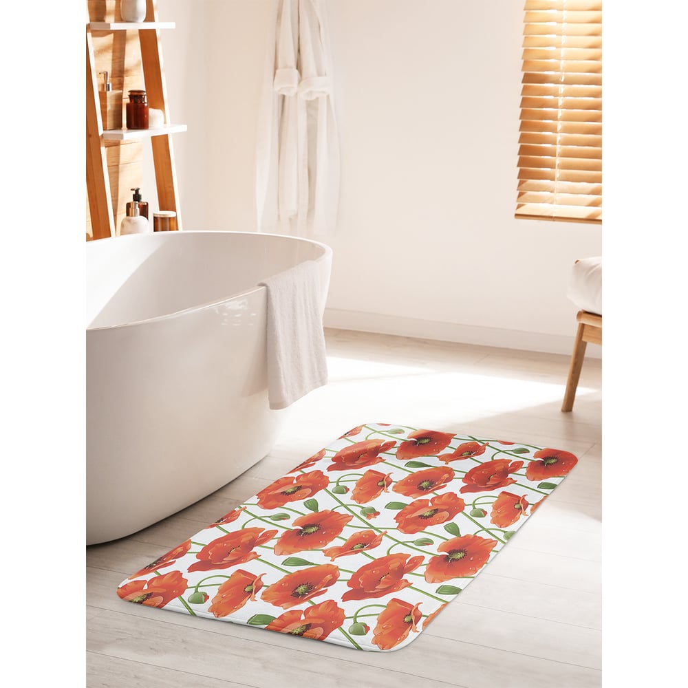 Изображение товара Коврик для ванной комнаты и туалета противоскользящий JOYARTY "Бескрайние маки" 60х100 см bath_11900_60x100