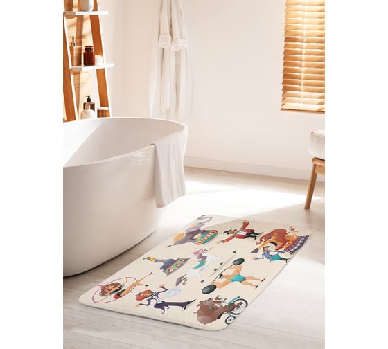 Изображение товара Коврик для ванной комнаты и туалета противоскользящий JOYARTY "Таланты в цирке" 60х100 см bath_12773_60x100