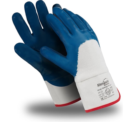 Изображение товара Перчатки Manipula Specialist ТЕХНИК КЧ (TN-02/MG-225), джерси, нитрил 3/4, крага, цвет синий (10), Пер 602/10