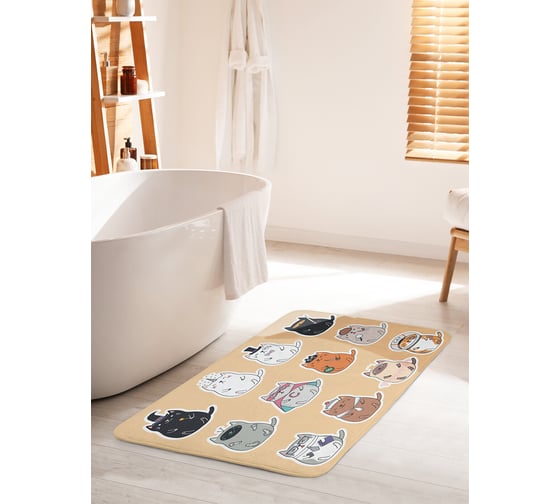 Изображение товара Коврик для ванной комнаты и туалета противоскользящий JOYARTY "Коты герои" 60х100 см bath_423850_60x100
