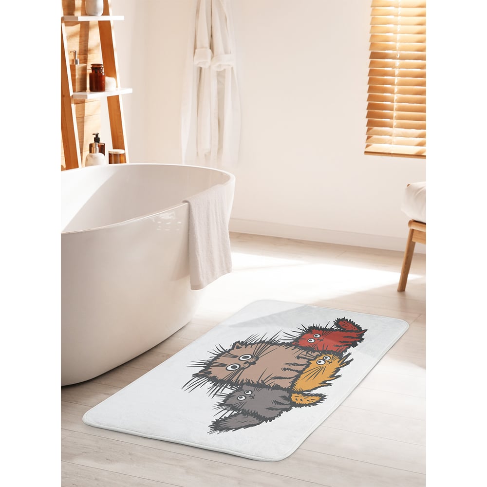 Изображение товара Коврик для ванной комнаты противоскользящий 60x100 см JOYARTY Озорные коты