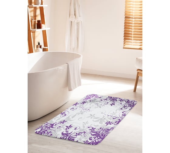 Изображение товара Коврик для ванной комнаты и туалета противоскользящий JOYARTY "Цветочный узор" 60х100 см bath_56616_60x100