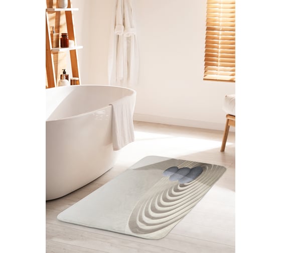 Изображение товара Коврик для ванной комнаты и туалета противоскользящий JOYARTY "Круги от камней" 60х100 см bath_91611_60x100