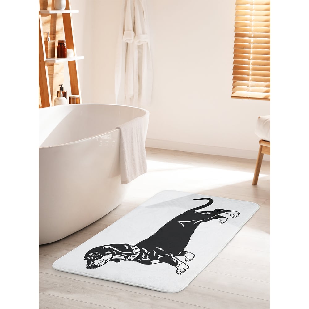 Изображение товара Коврик для ванной JOYARTY 60х100 см с противоскользящим покрытием "Такса в ошейнике"