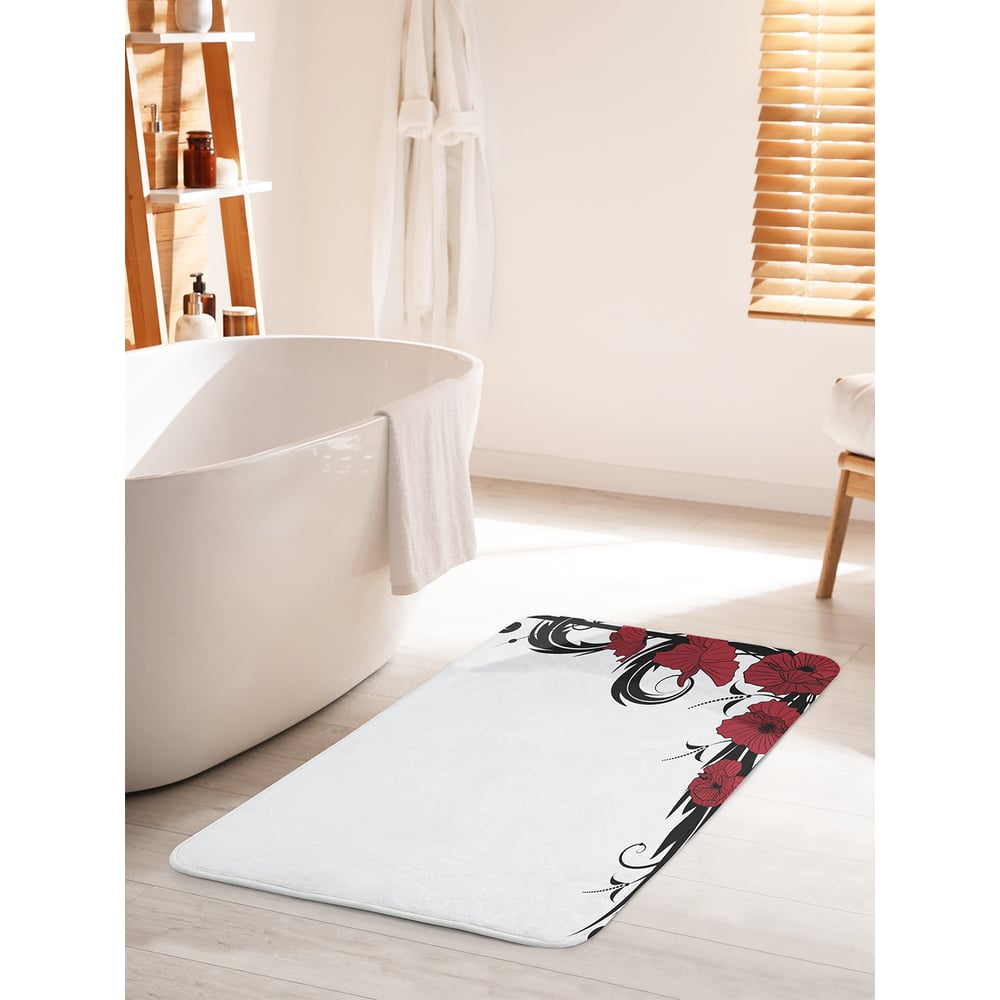 Изображение товара Коврик для ванной комнаты и туалета противоскользящий JOYARTY "Маки завитками" 60х100 см bath_59697_60x100