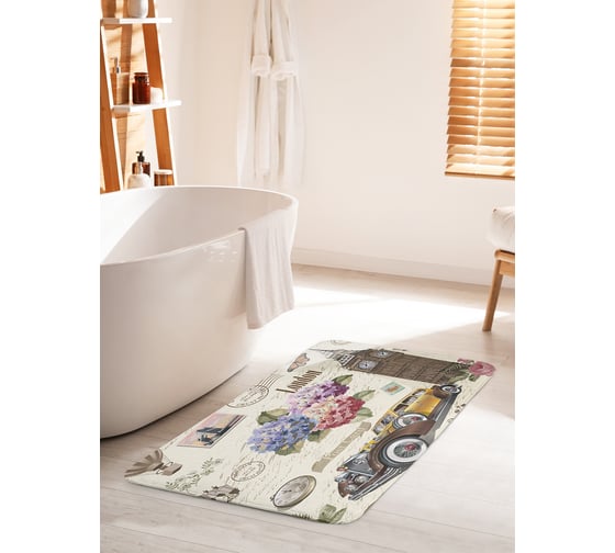 Изображение товара Коврик для ванной комнаты и туалета противоскользящий JOYARTY "Лондон" 60х100 см bath_422913_60x100